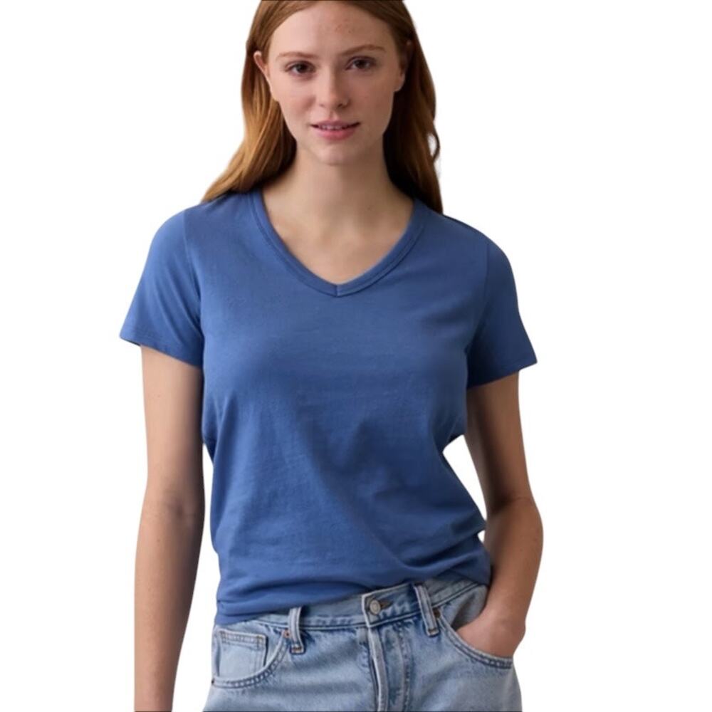 GAP V.Neck Short Sleeve Favorite Tee in Blue Size Large